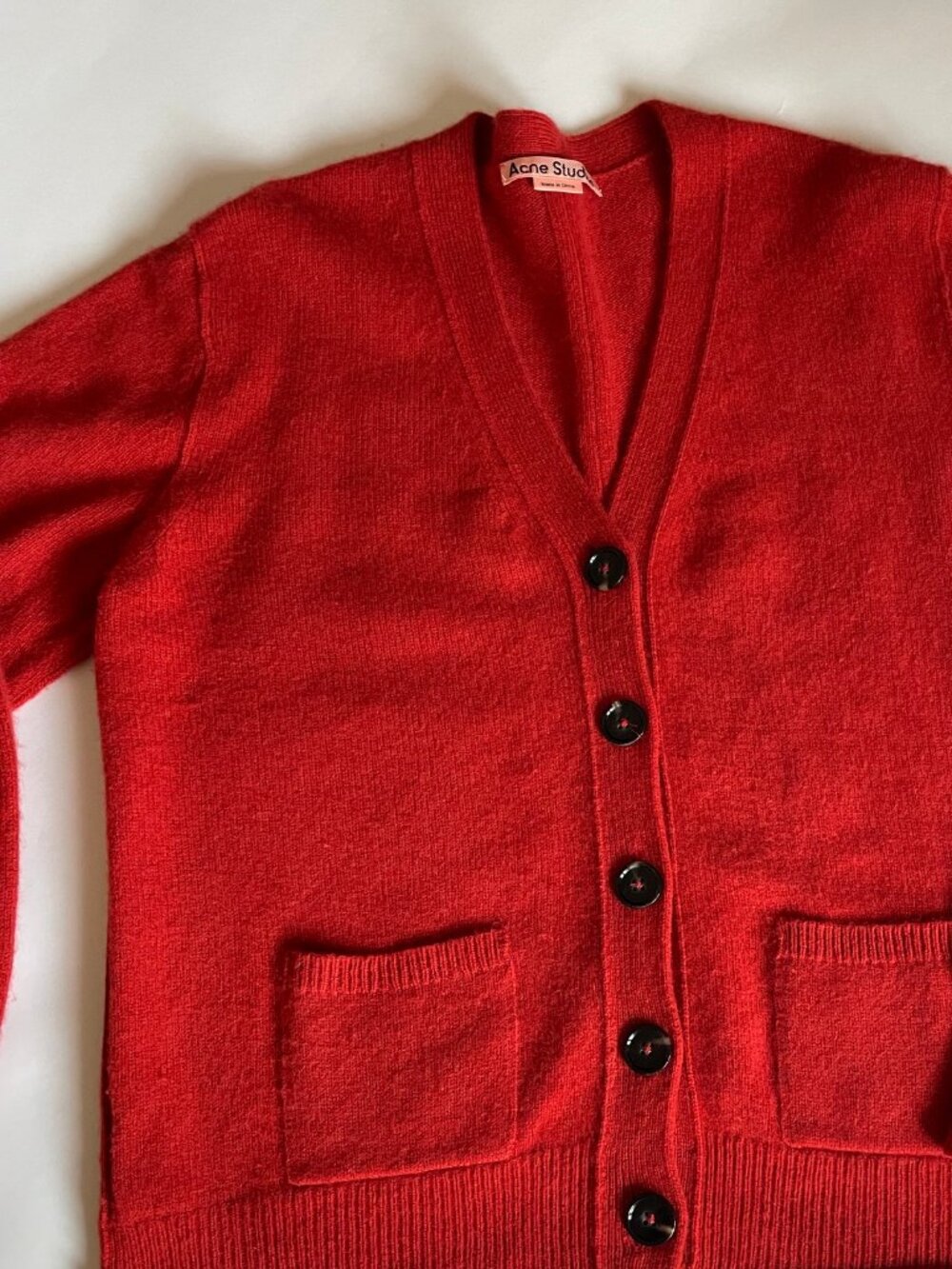 Acne Studios red wool cashmere cardigan sweater, womens size M